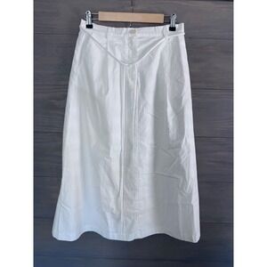 MOD REF‎ Womens White 100% Cotton Midi Skirt A-Line Elastic Waist Size Medium